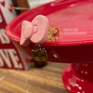 *Handmade*Pink Bow Ring with Hello Kitty Charm